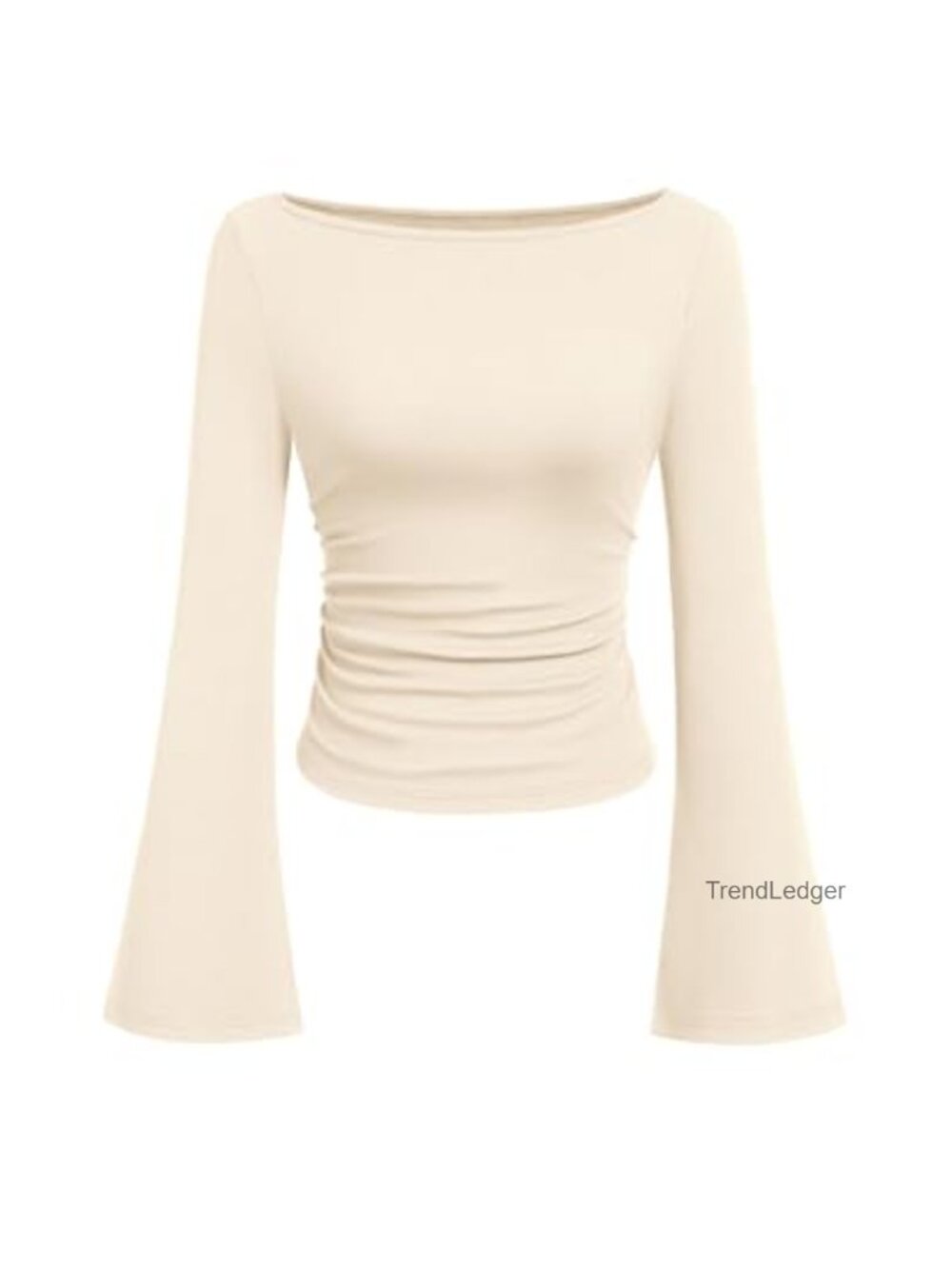 PRETTYGARDEN Womens Bell Long Sleeve Ribbed Knit Tops